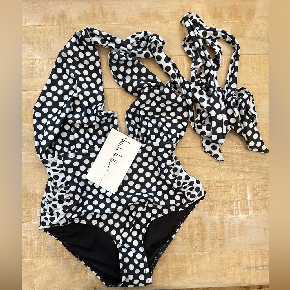 Nicole Miller convertible polka dot swim bikini swim one piece